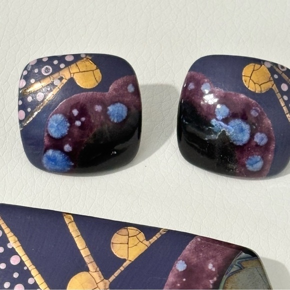 Handmade brooch and earring set #211 - Picture 3 of 9